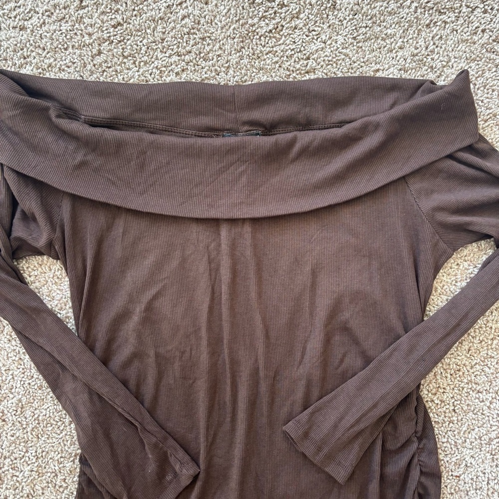 Brown Ribbed Midi Dress - Picture 6 of 11